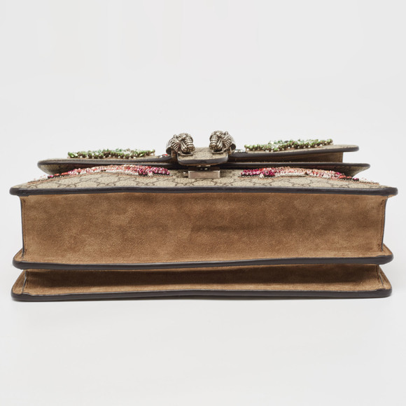 GUCCI Beige GG Supreme Canvas and Suede Medium Dubai Exclusive Dionysus Embellis - Picture 8 of 8